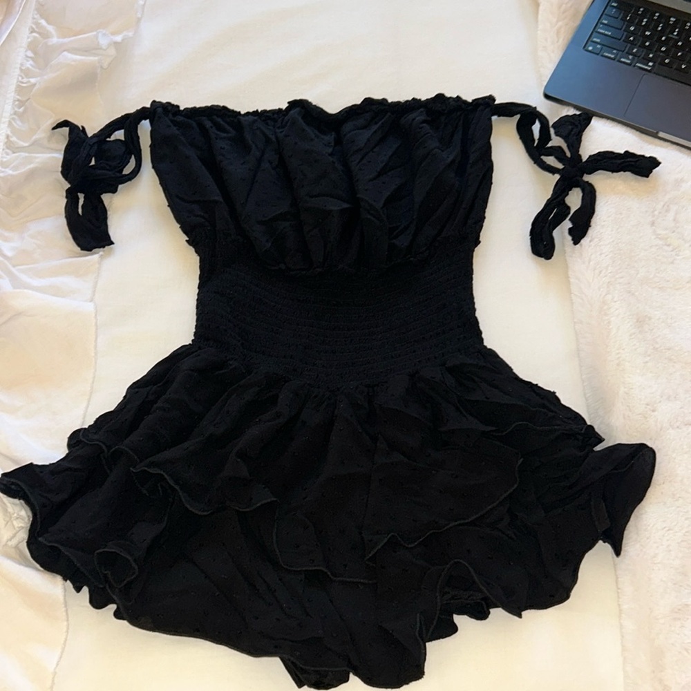 Forever 21 black ruffle romper